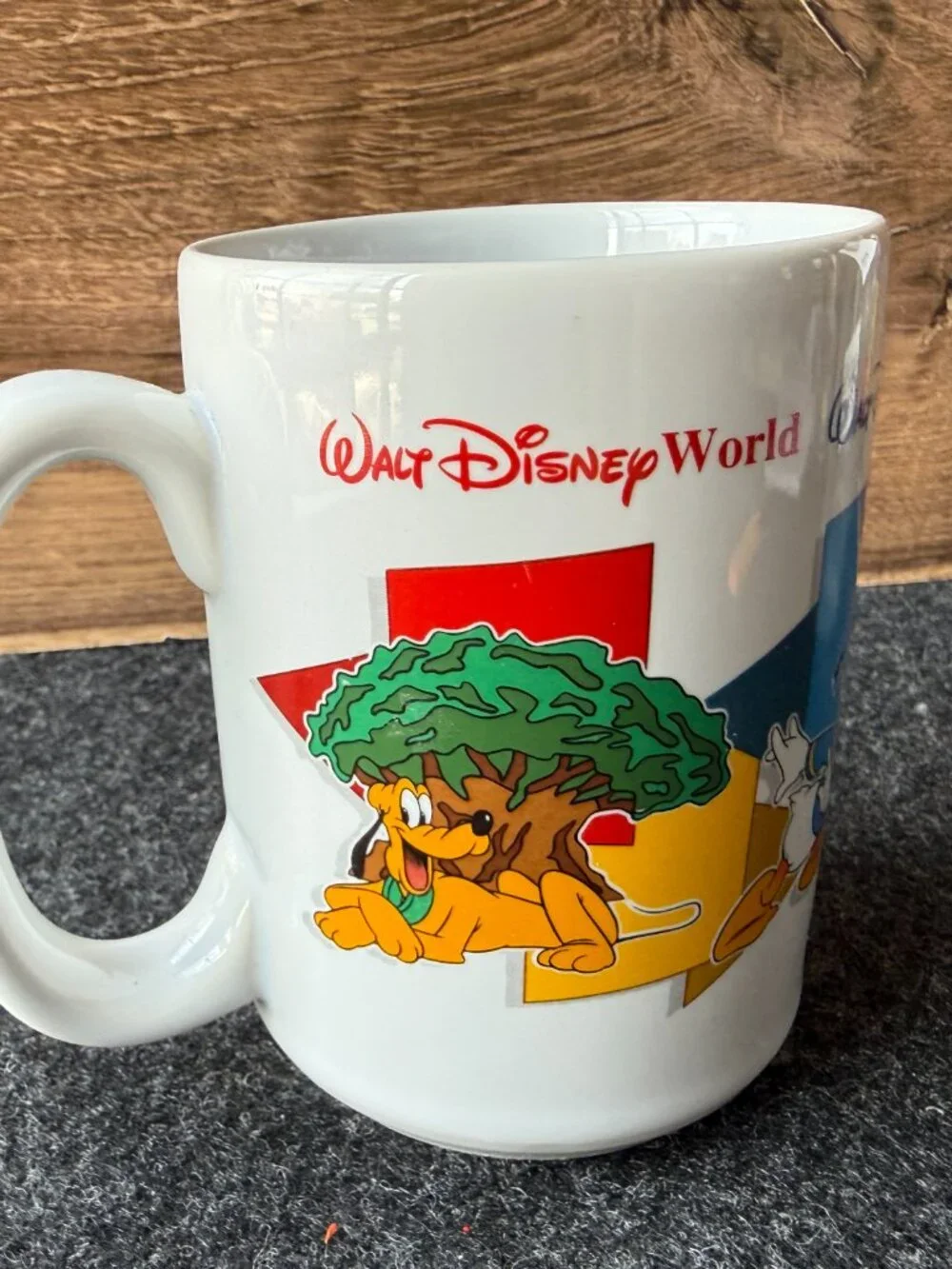 Disney Parks Mom Mug Four Parks One World Mickey Pluto 14oz Ceramic Cup Vintage